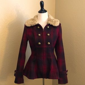Elevenses Coat with Faux Fur Trim